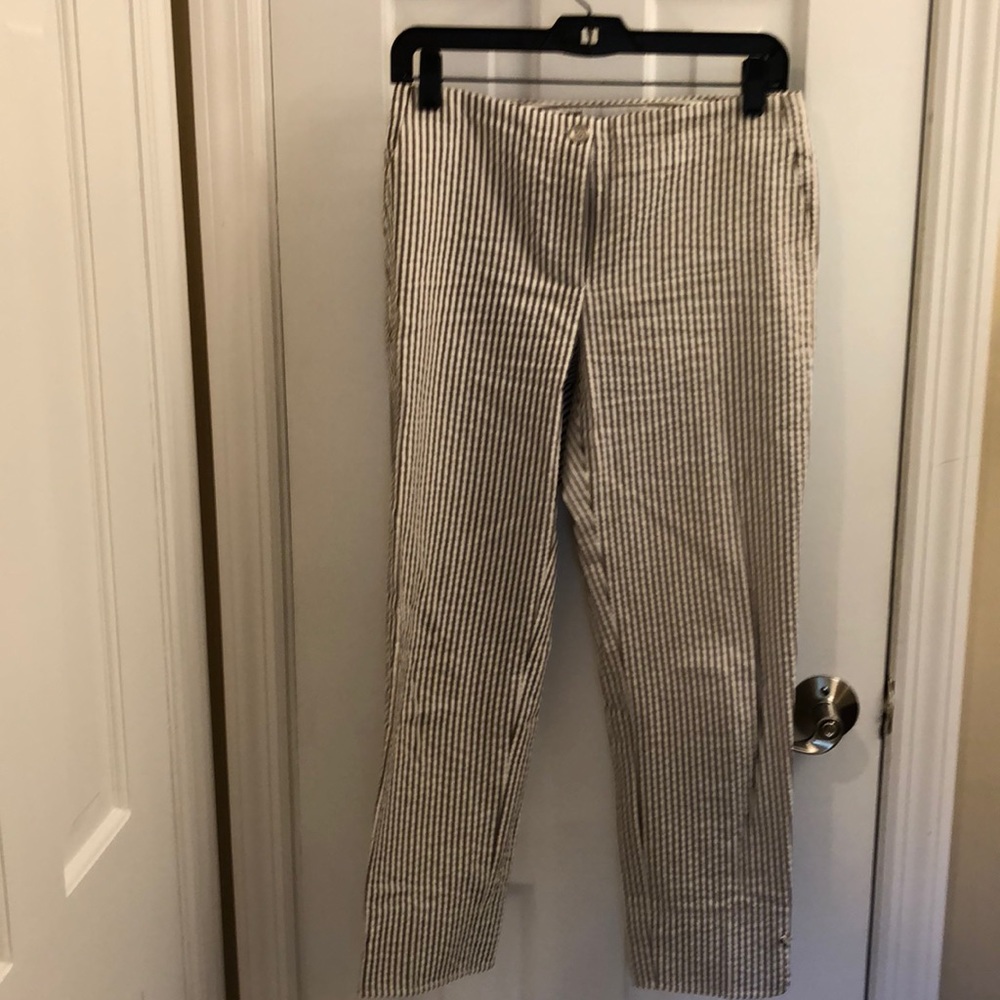 Seersucker brown/white capris